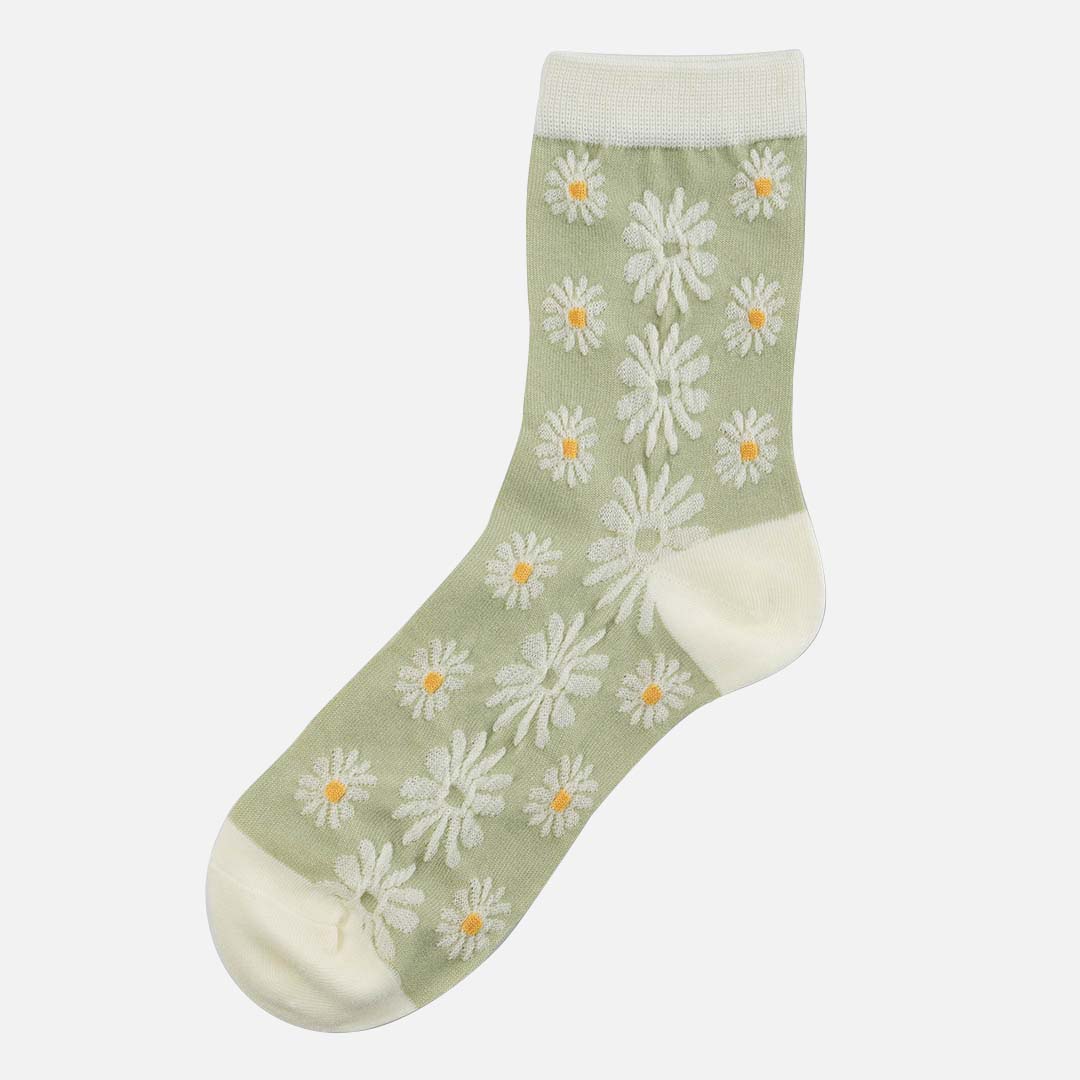 DAISY GREEN CARNATION CREW LENGTH SOCKS
