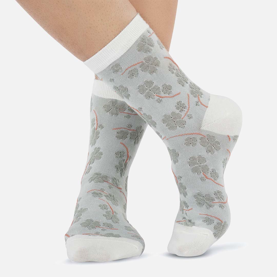 Daisy Grey & White Crew Length Socks