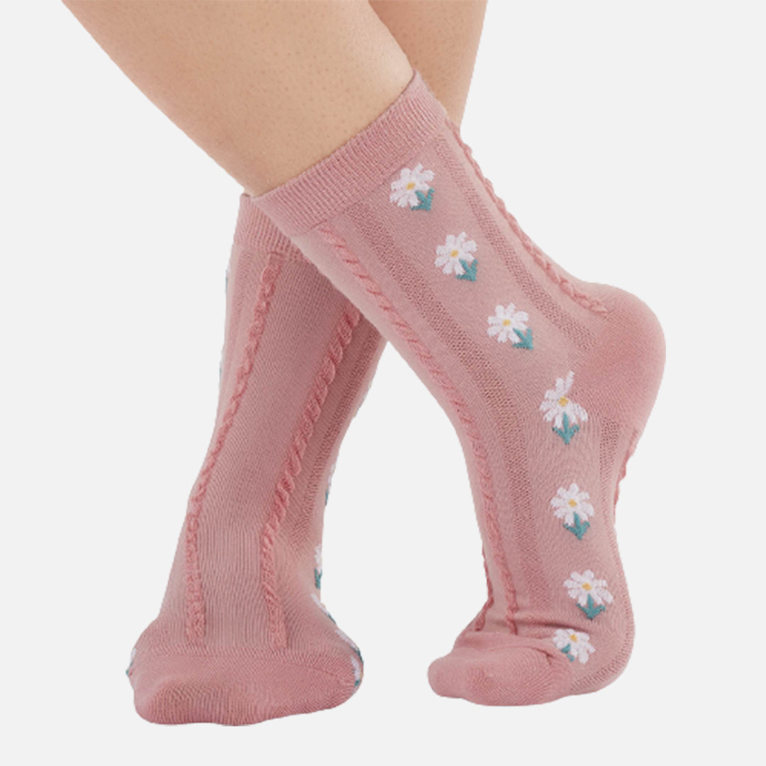 Daisy Pink Jasmine Crew Length Socks