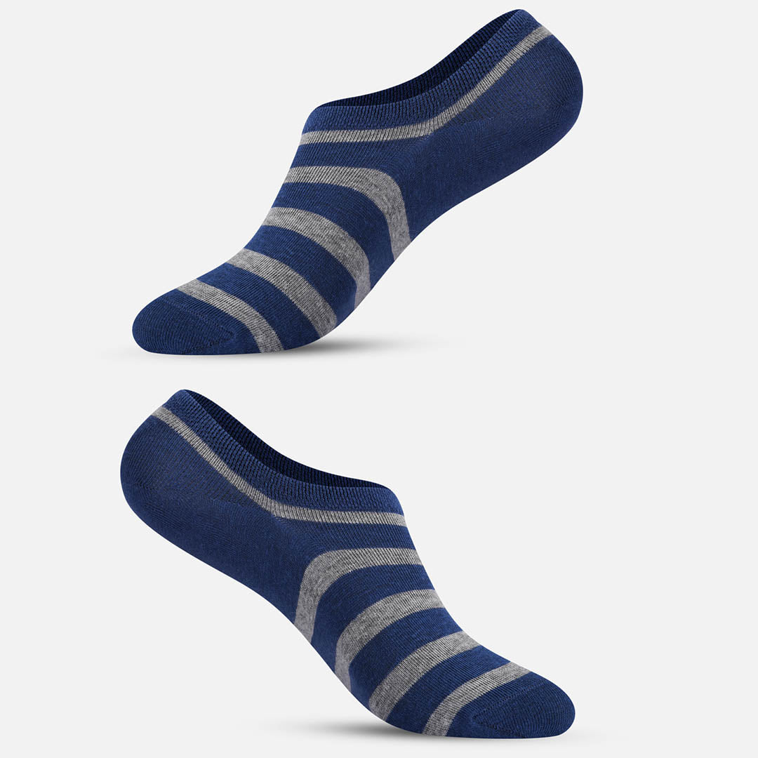 BLUE GREY STRIPES LOAFER SOCKS