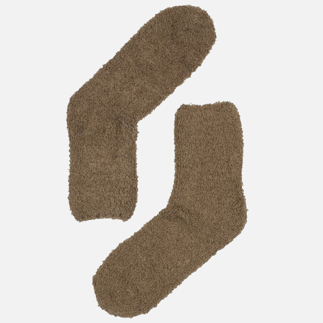 FLEECE BROWN - CREW SOCKS