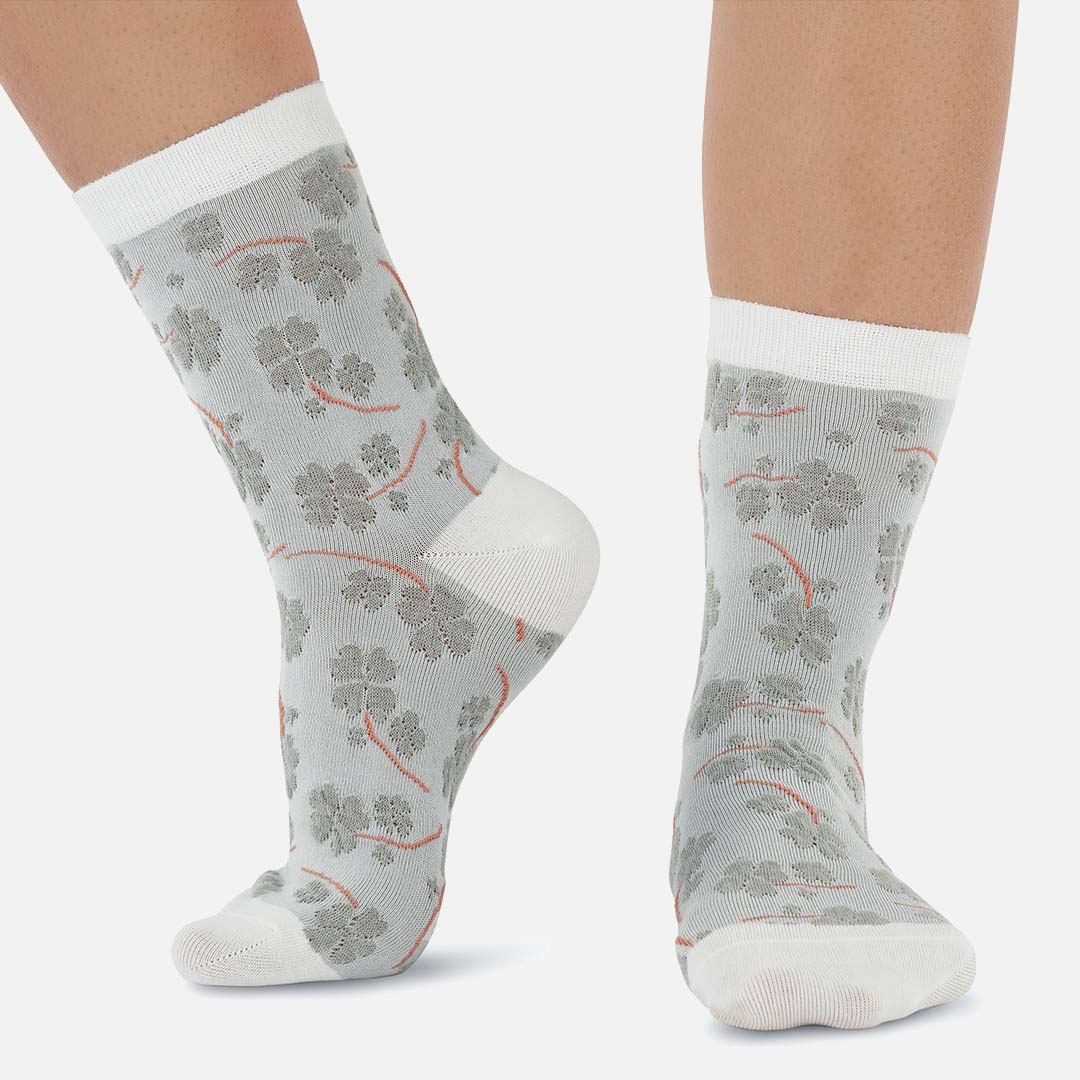 Daisy Grey & White Crew Length Socks