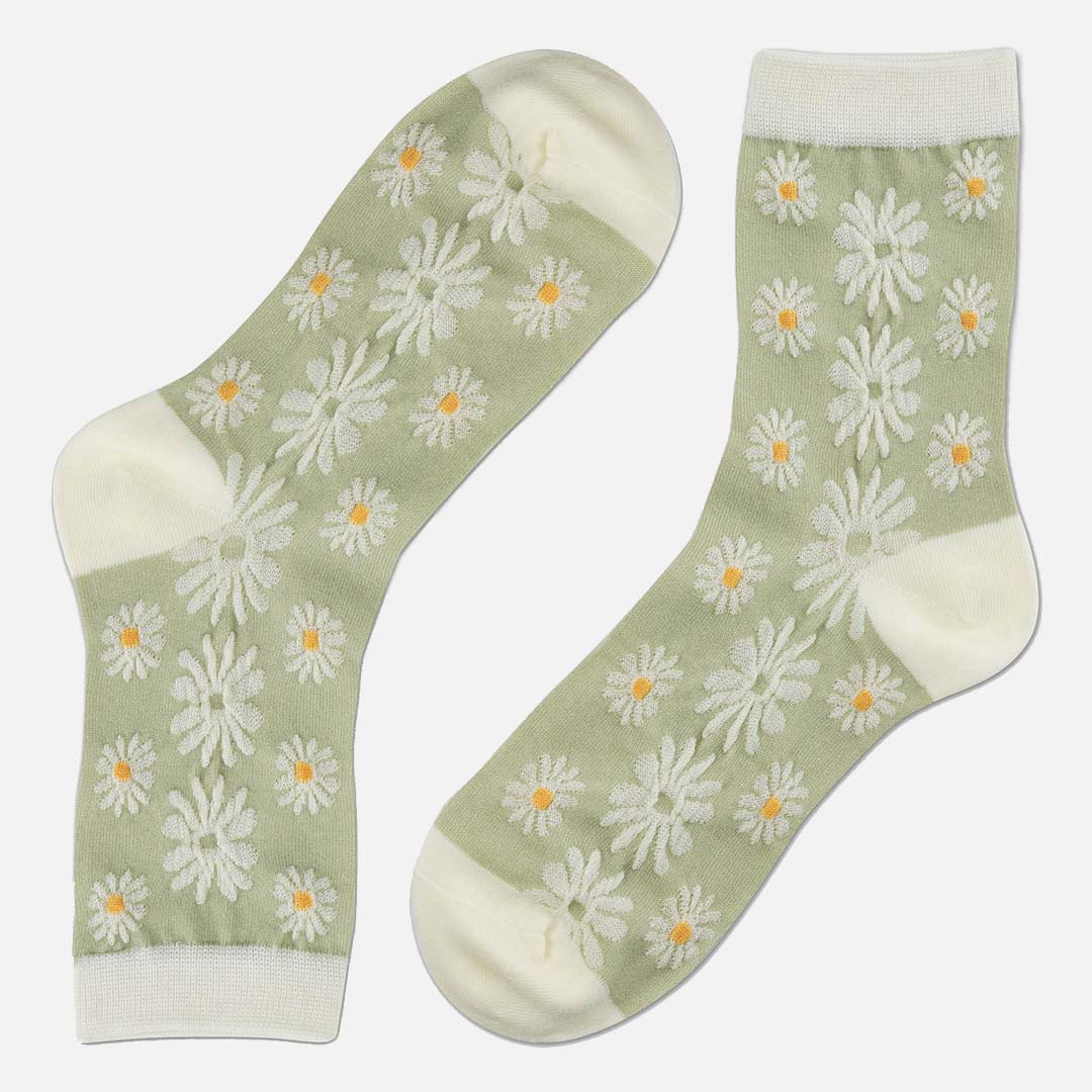 DAISY GREEN CARNATION CREW LENGTH SOCKS