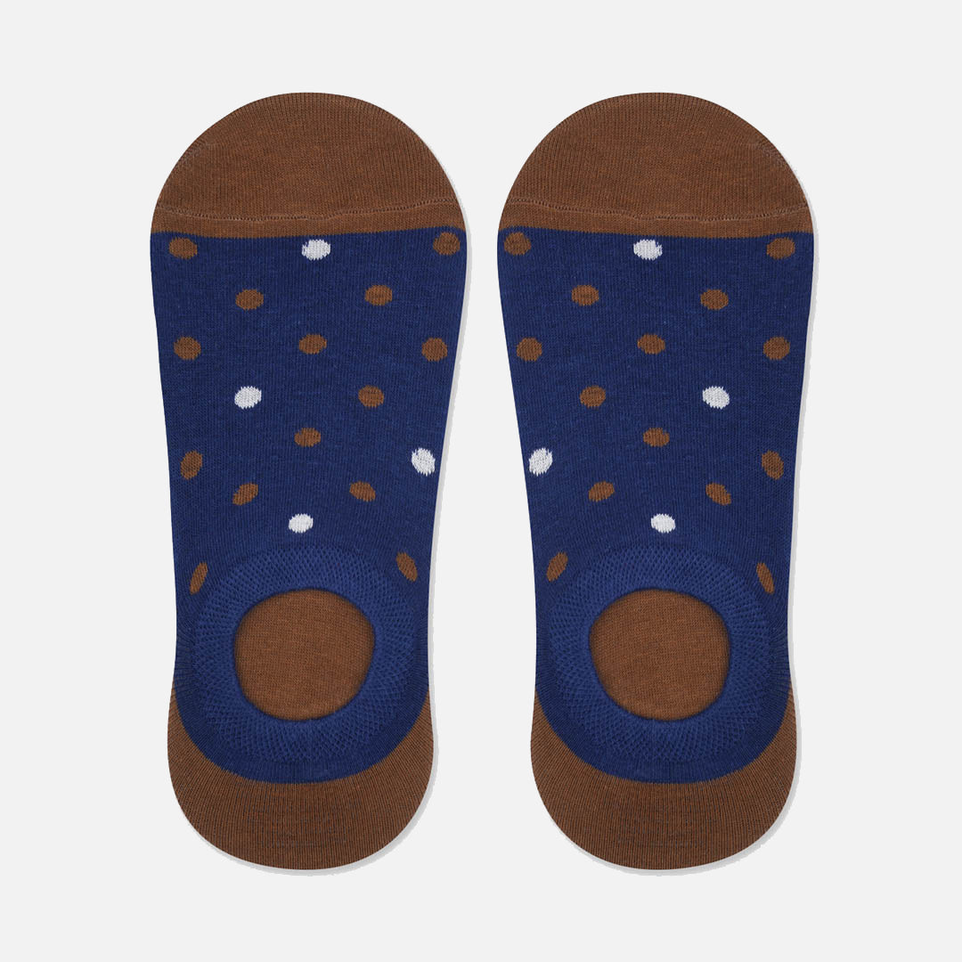 BROWN BLUE POLKA LOAFER SOCKS