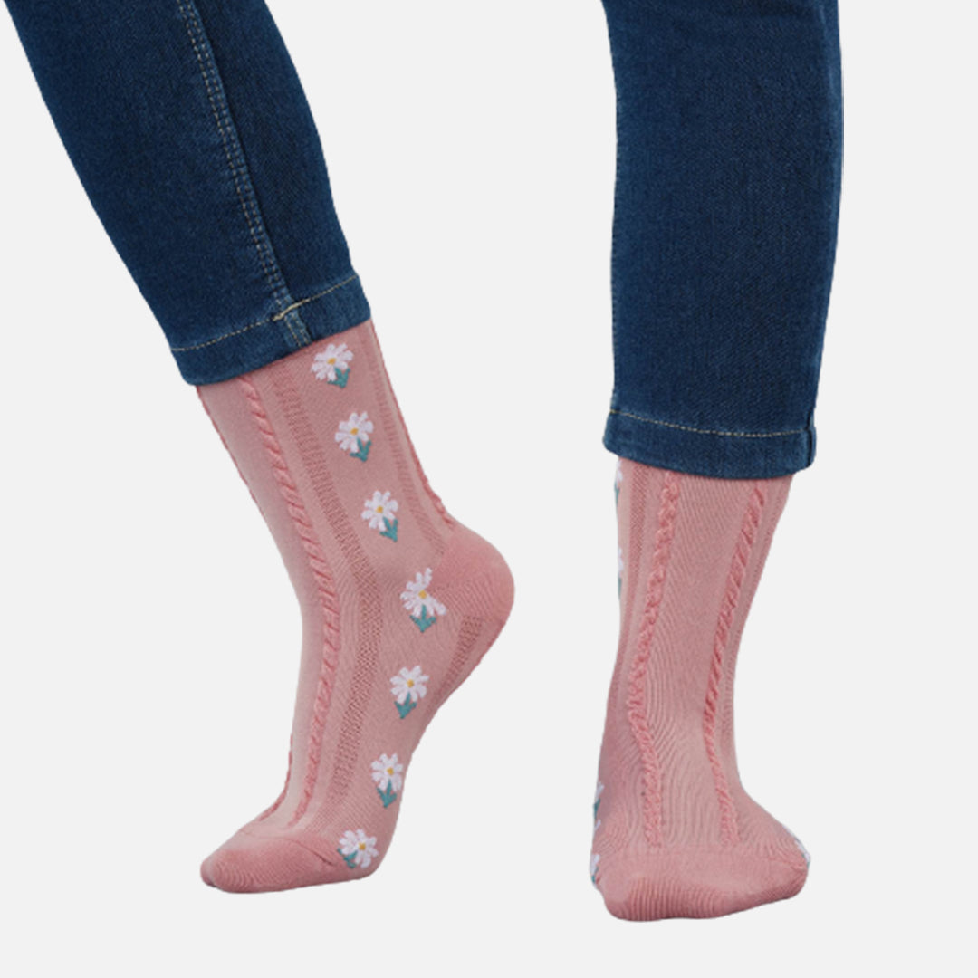 Daisy Pink Jasmine Crew Length Socks