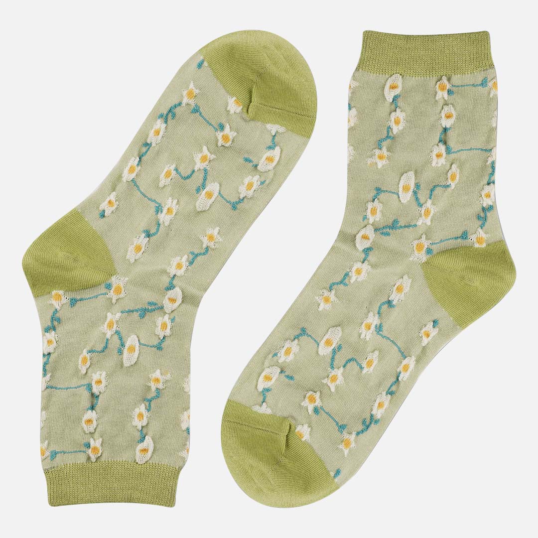 DAISY GREEN EG FLOWER CREW LENGTH SOCKS