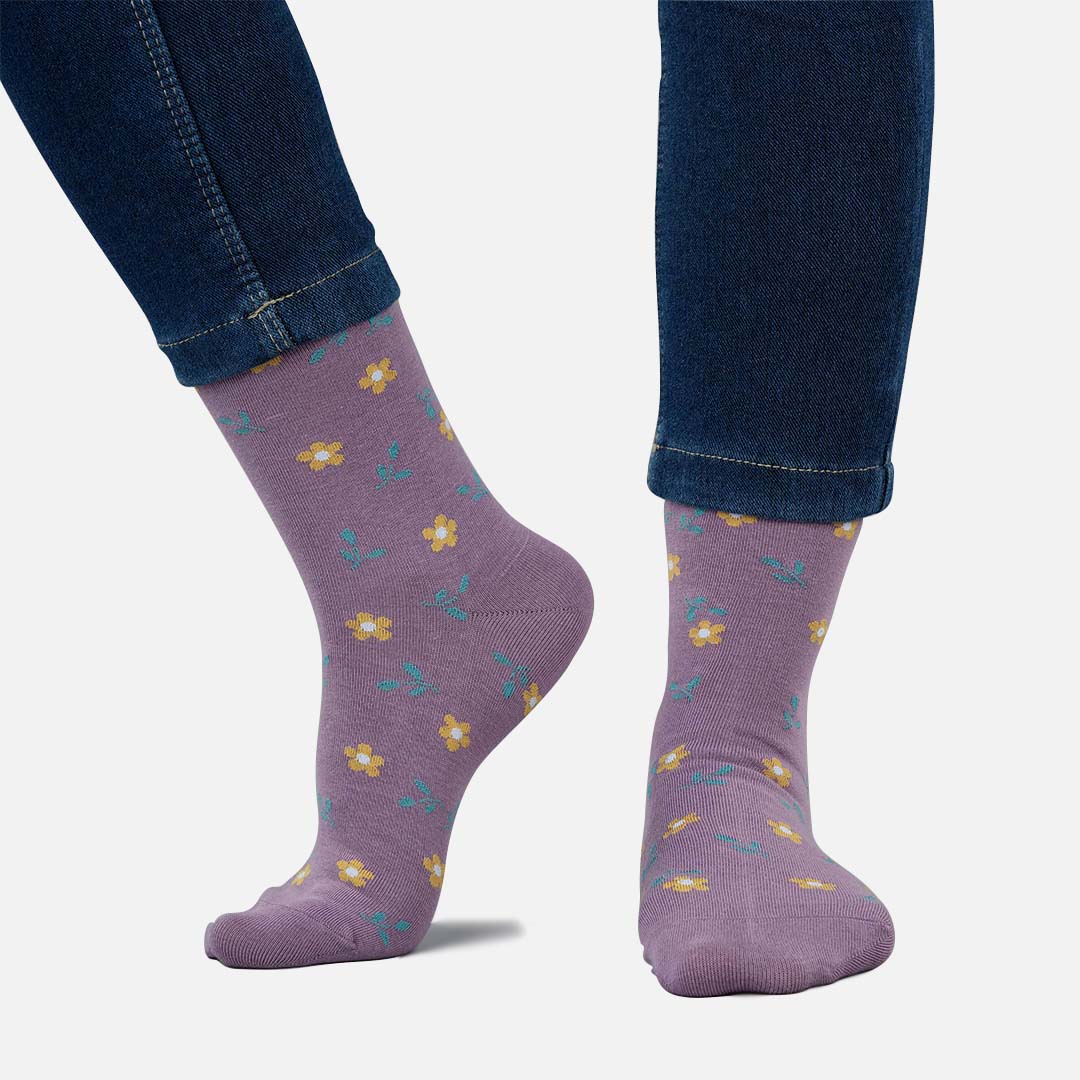 Daisy yeloblue Crew Length Socks
