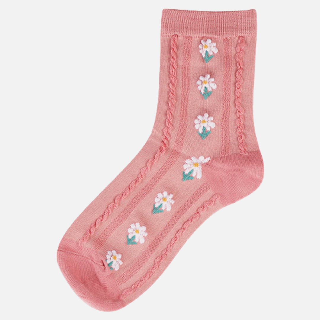 Daisy Pink Jasmine Crew Length Socks
