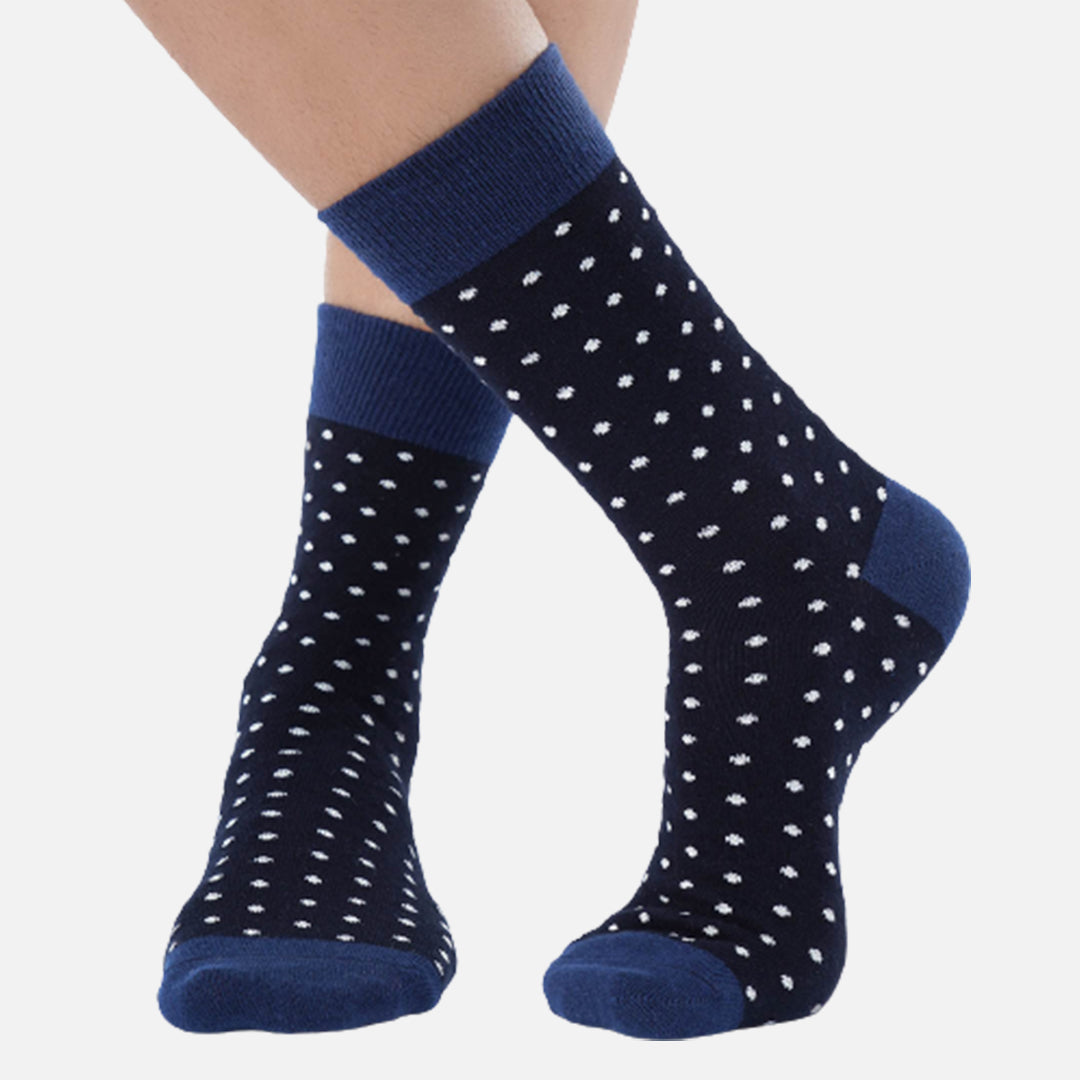 FRESNO BLUE & BLACK POLKA CREW LENGTH SOCKS