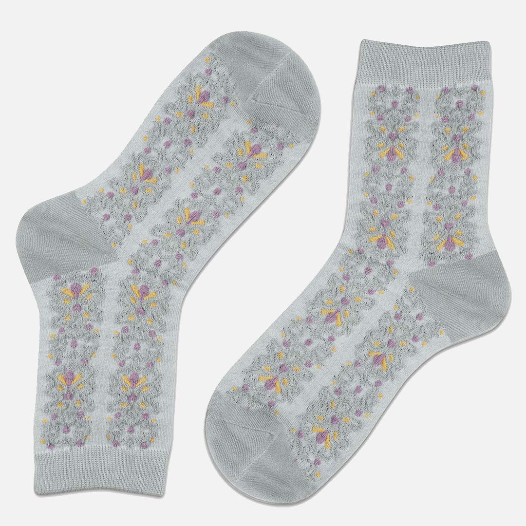 Daisy Grey Crew Length Socks