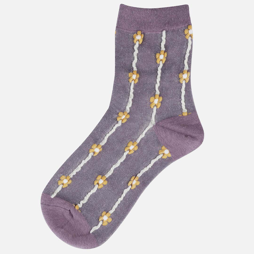 Daisy Lavender Yelo Crew Length Socks