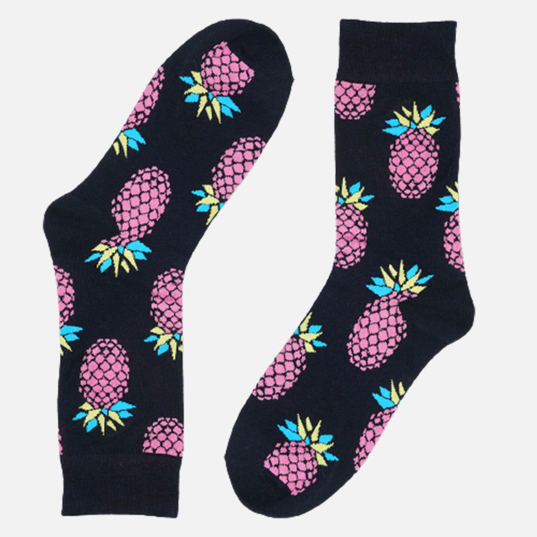 FRESNO BLACK PINEAPPLE CREW LENGTH SOCKS