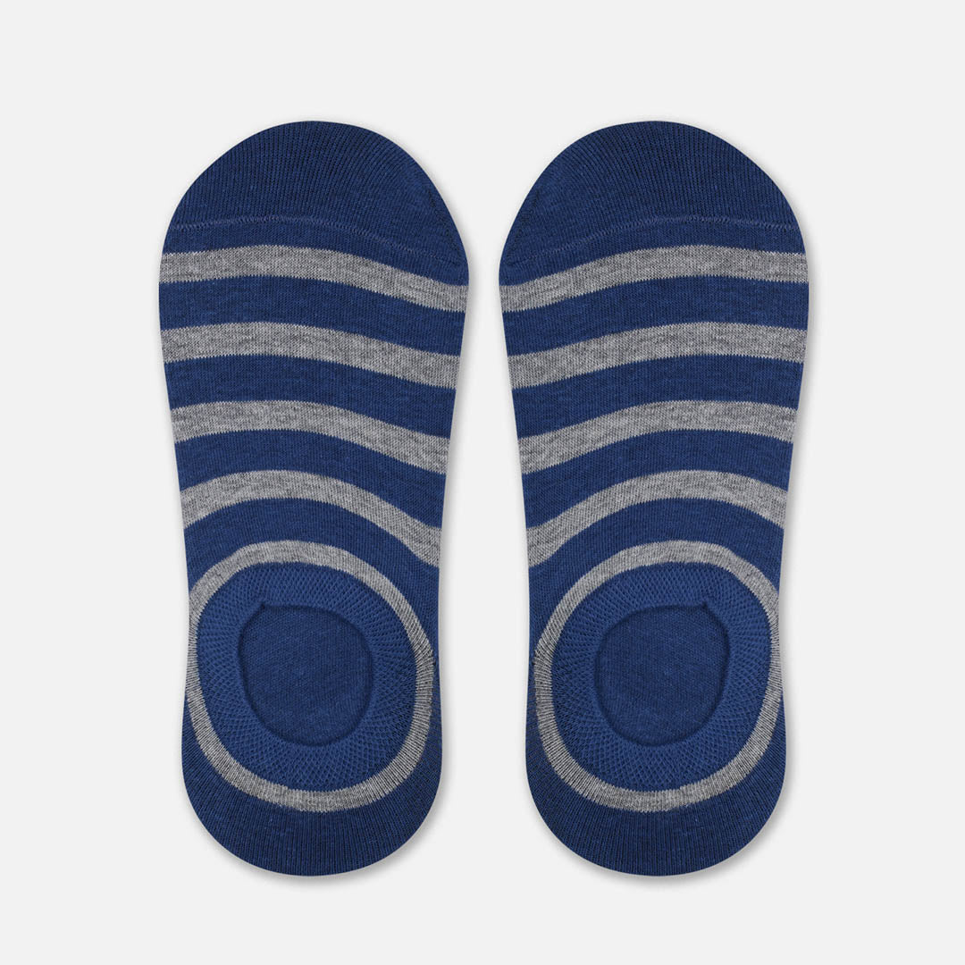 BLUE GREY STRIPES LOAFER SOCKS