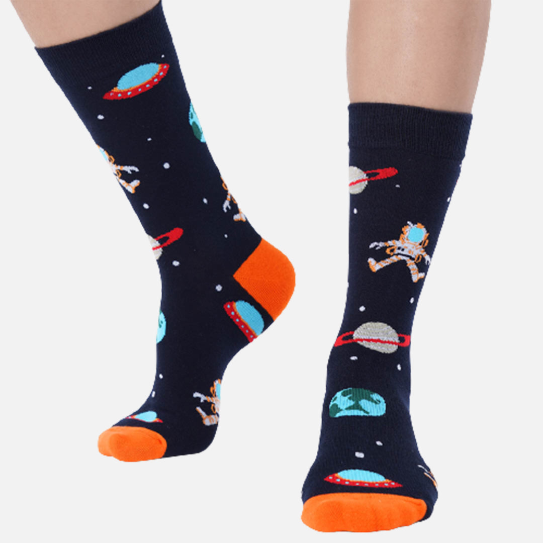 FRESNO BLACK & ORANGE SPACE CREW LENGTH SOCKS