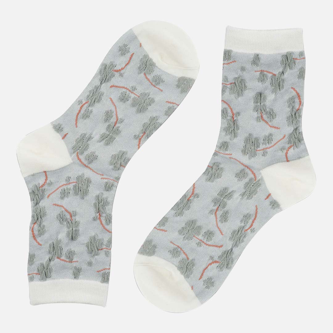 Daisy Grey & White Crew Length Socks