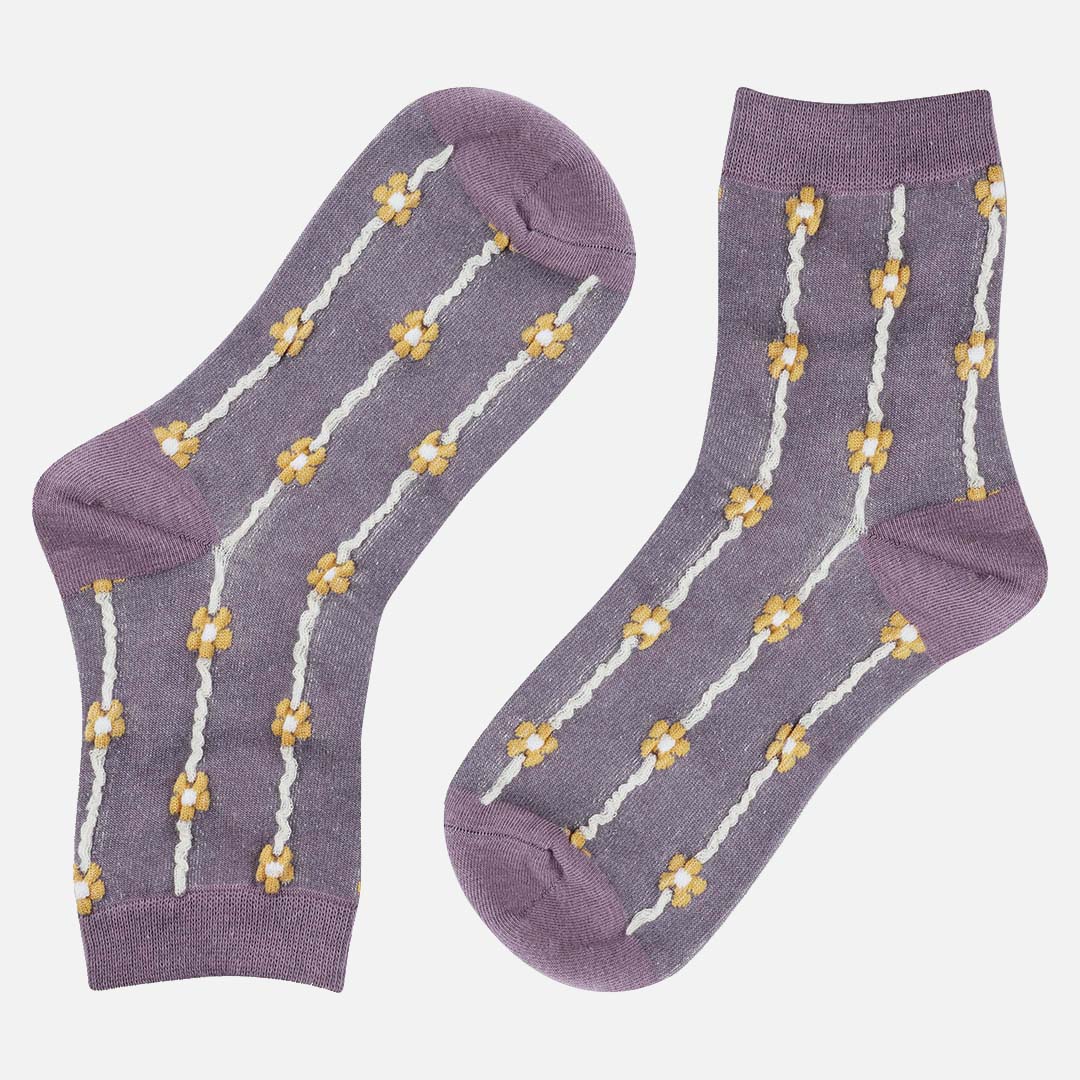 Daisy Lavender Yelo Crew Length Socks