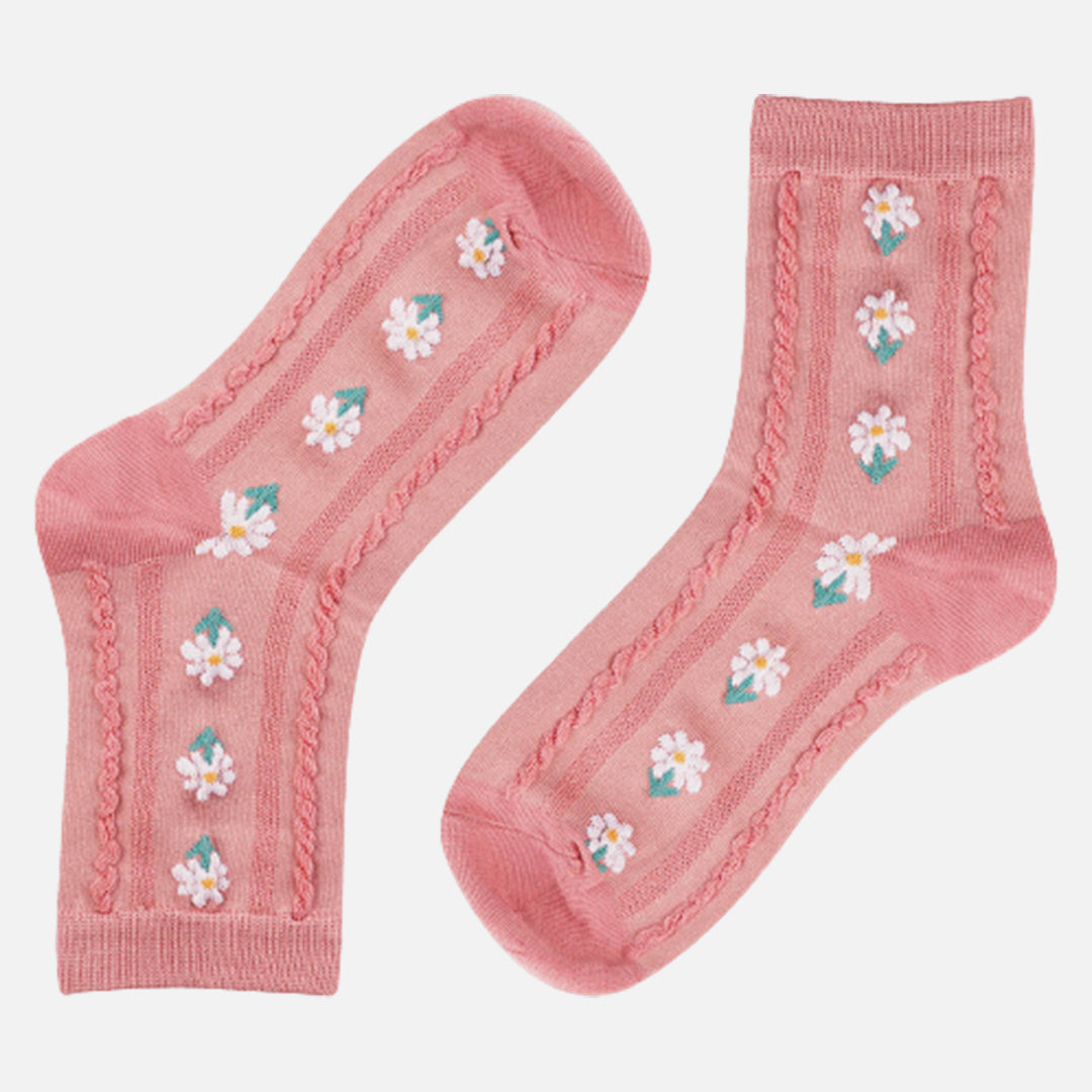 Daisy Pink Jasmine Crew Length Socks