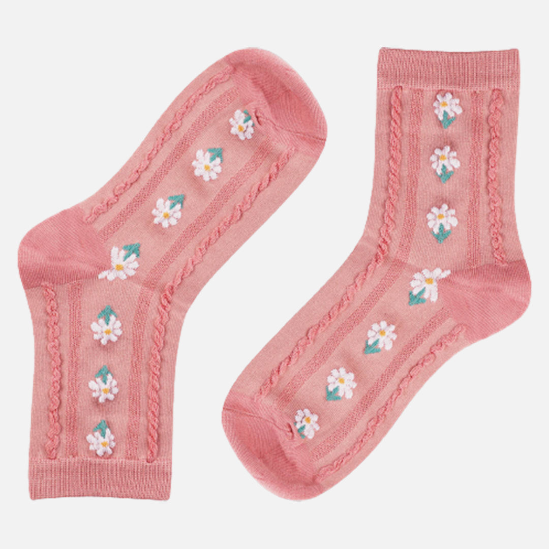 DAISY PINK JASMINE CREW LENGTH SOCKS