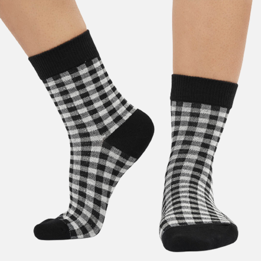 DAISY MONOCHROME CHECKS CREW LENGTH SOCKS