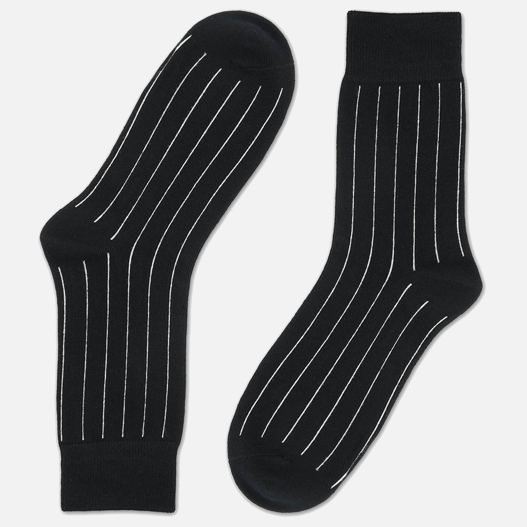 FRESNO BLACK & WHITE STRIPS CREW LENGTH SOCKS