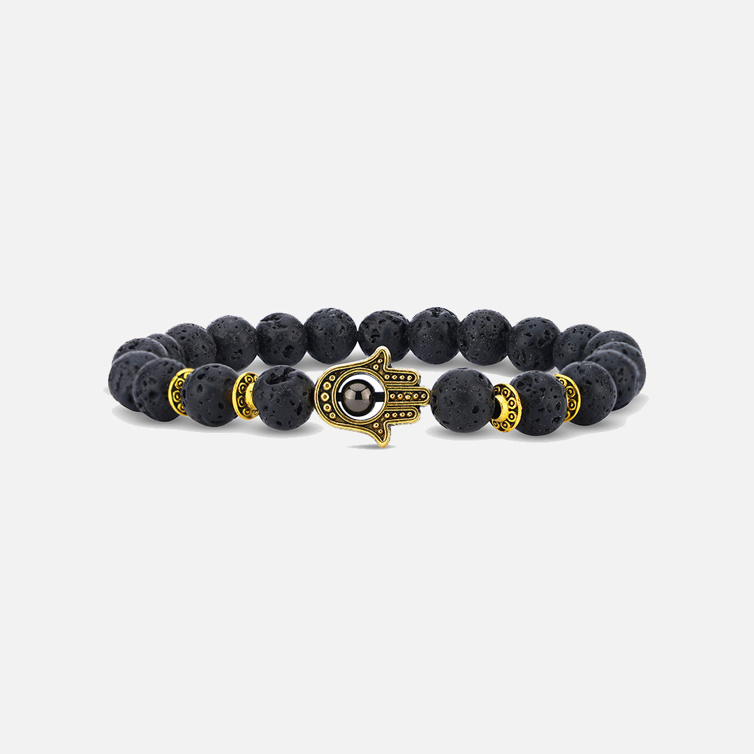 BLACK GOLD FINISH HAMSA CHARM BRACELET