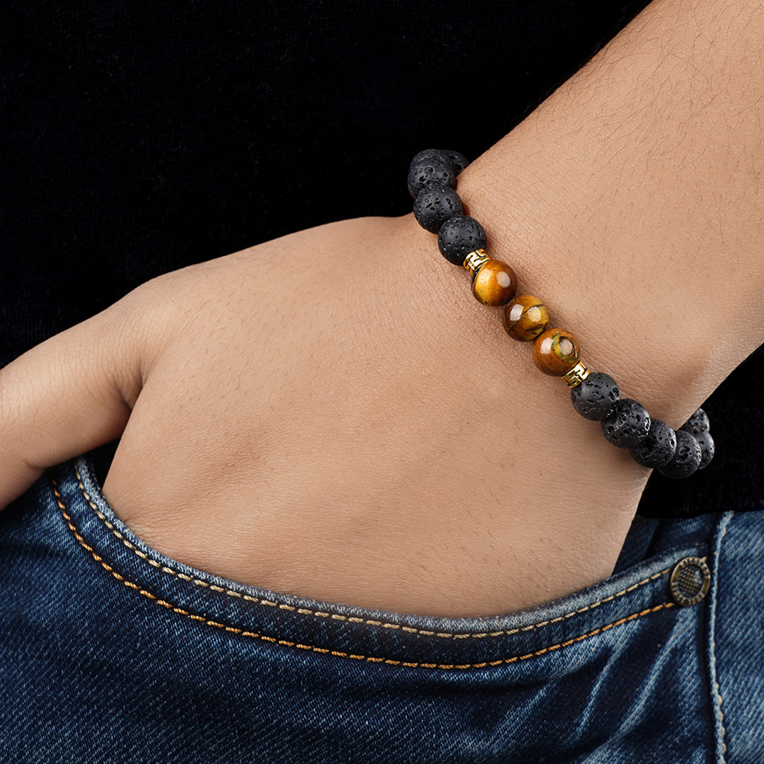 BLACK & BROWN BEEDS BRACELET