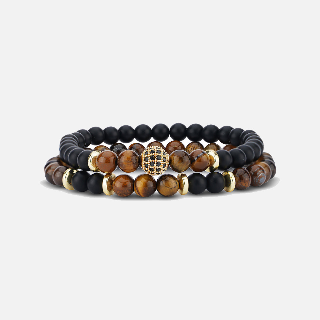 BLACK & BROWN GOLDEN FINISH MULTI LAYER BRACELET