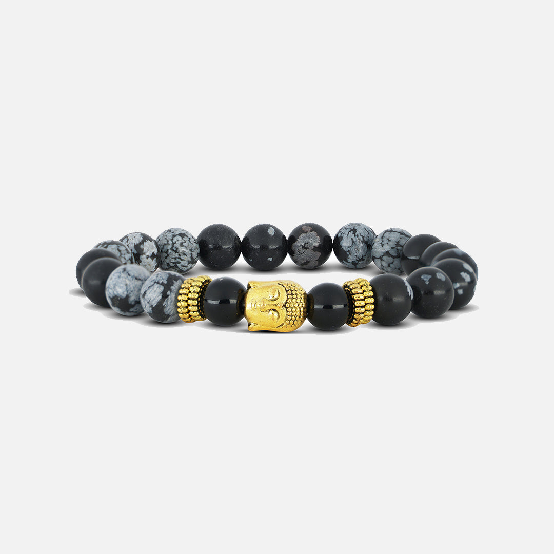 BLACK & GREY GOLD FINISH BUDDHA BRACELET