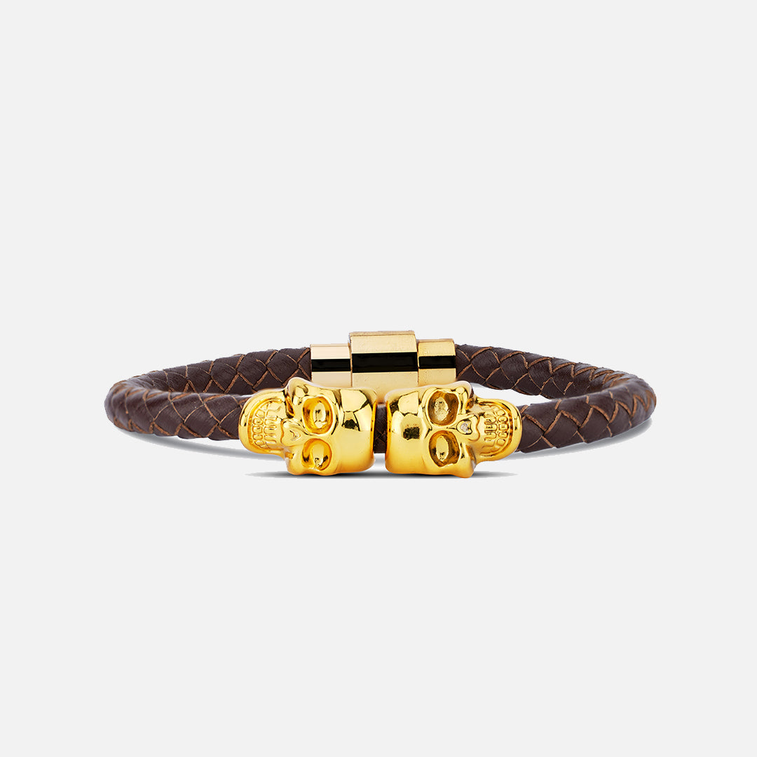 BROWN AND GOLDEN FINISH SKULL BRACELET