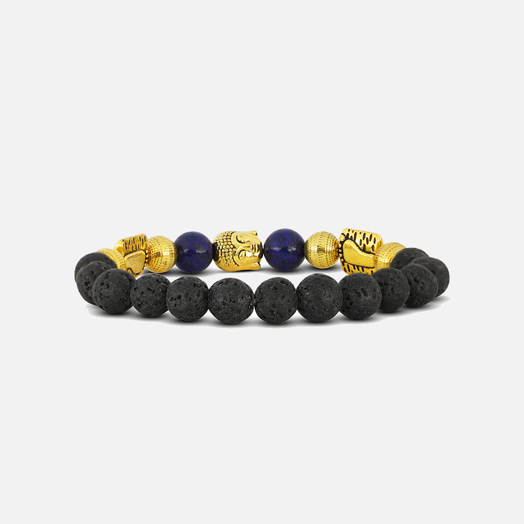 BLACK & BLUE GOLDEN FINISH BUDDHA BRACELET