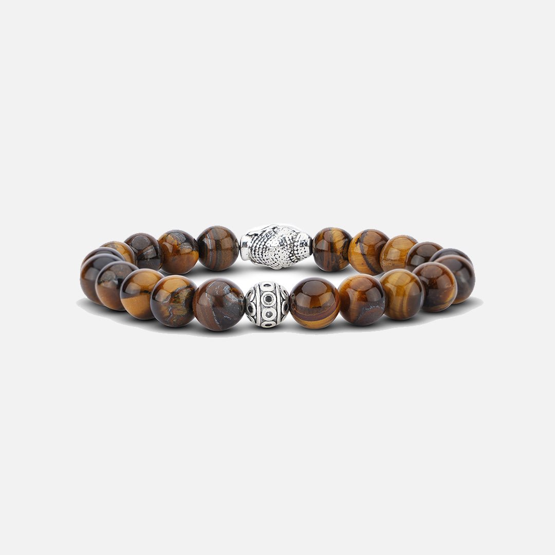 BROWN SILVER FINISH BUDDHA BRACELET