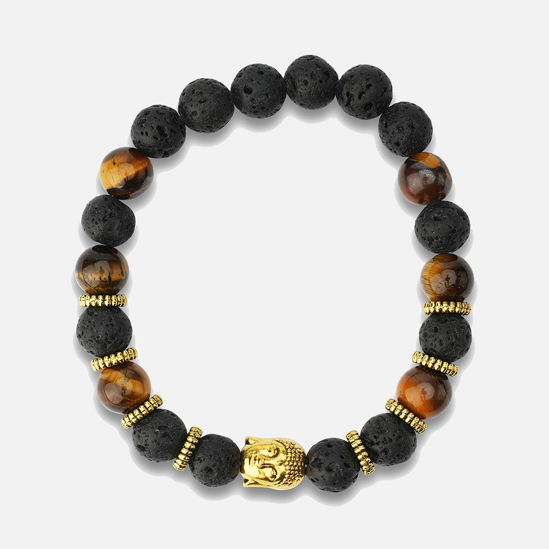 BLACK & BROWN GOLD FINISH BUDDHA BRACELET