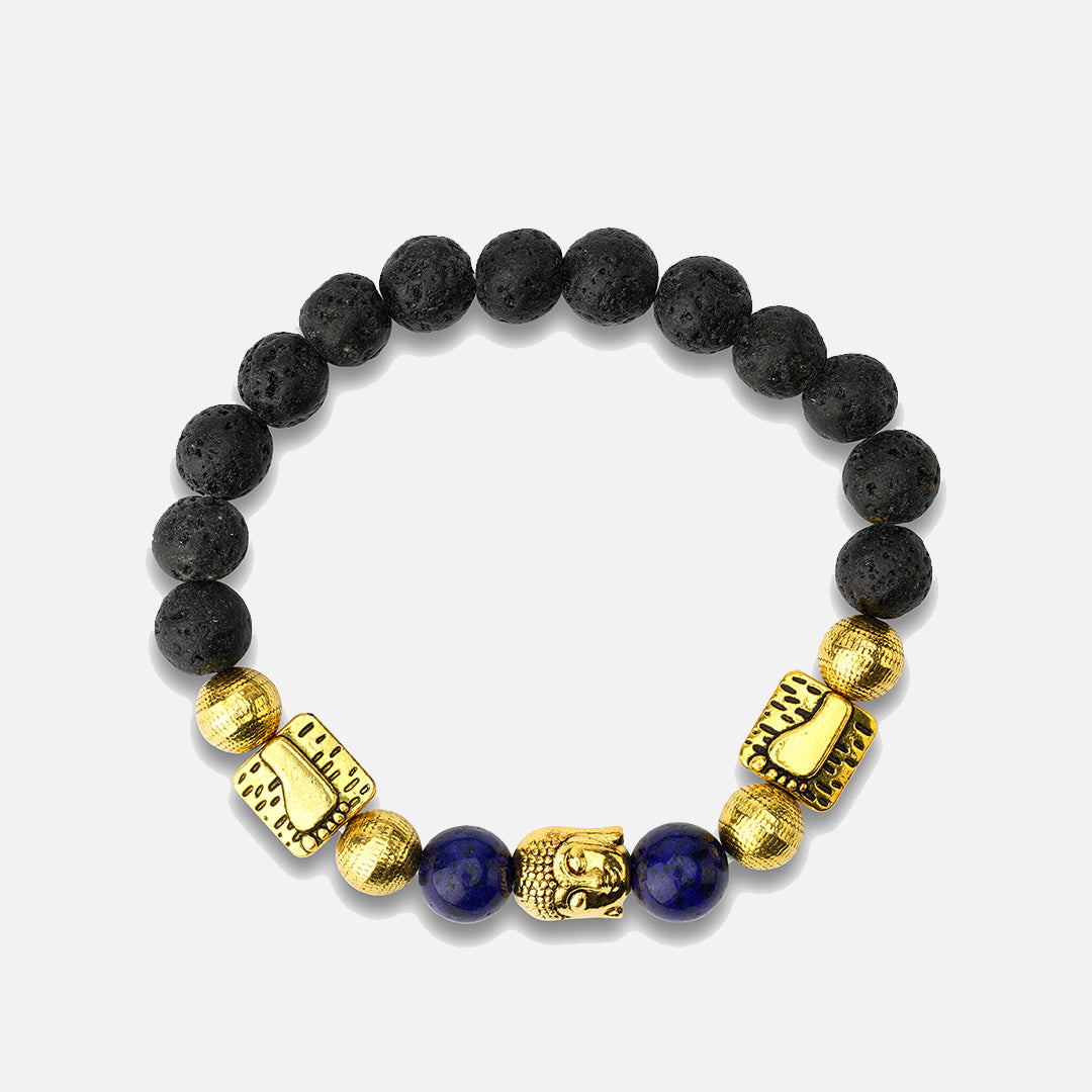BLACK & BLUE GOLDEN FINISH BUDDHA BRACELET