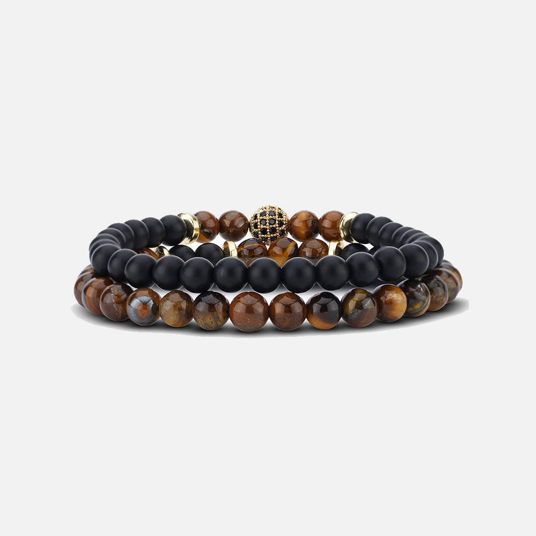 BLACK & BROWN GOLDEN FINISH MULTI LAYER BRACELET