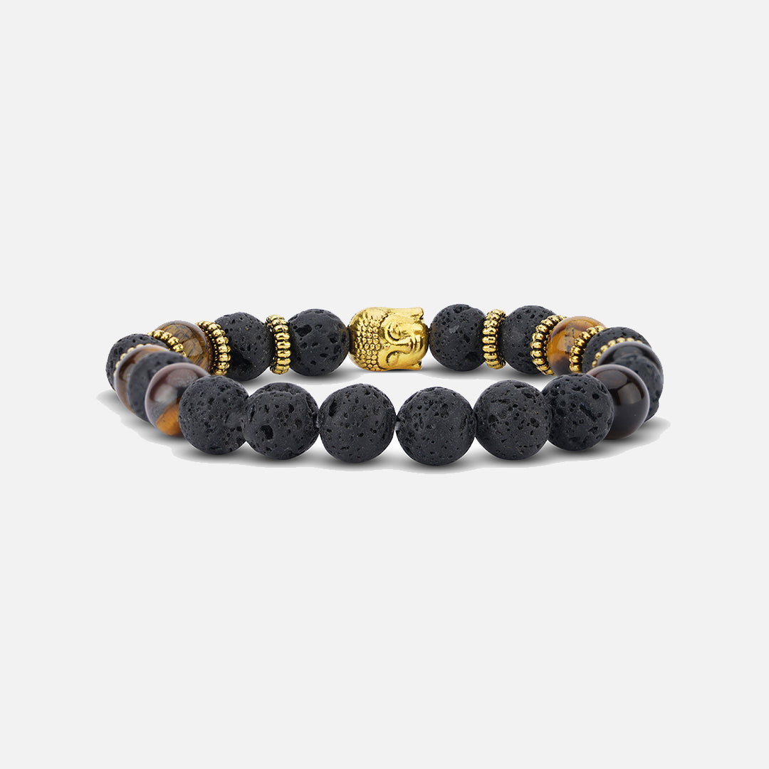 BLACK & BROWN GOLD FINISH BUDDHA BRACELET