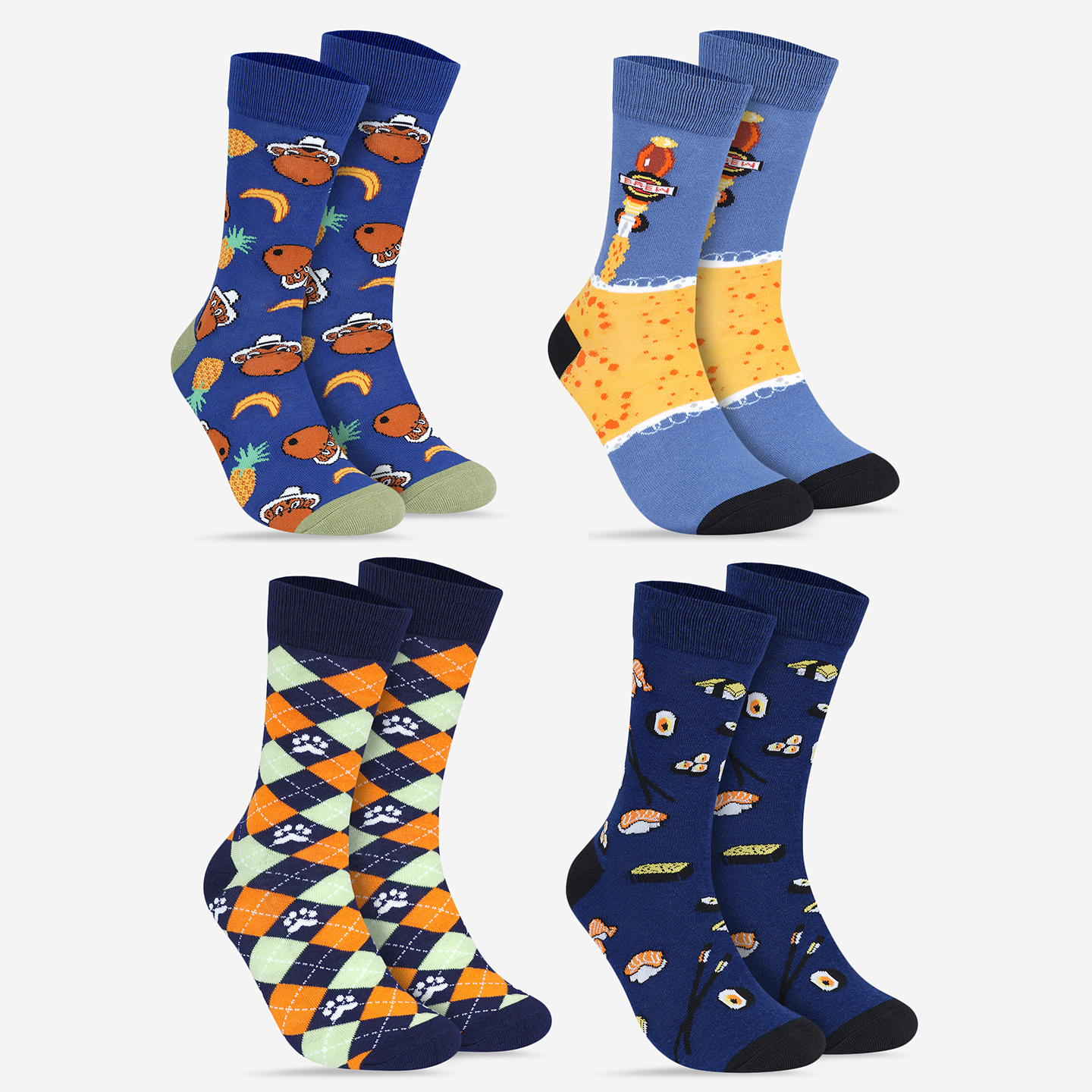 CREW LENGTH SOCKS - PACK OF 4 PAIRS - COMBO 17