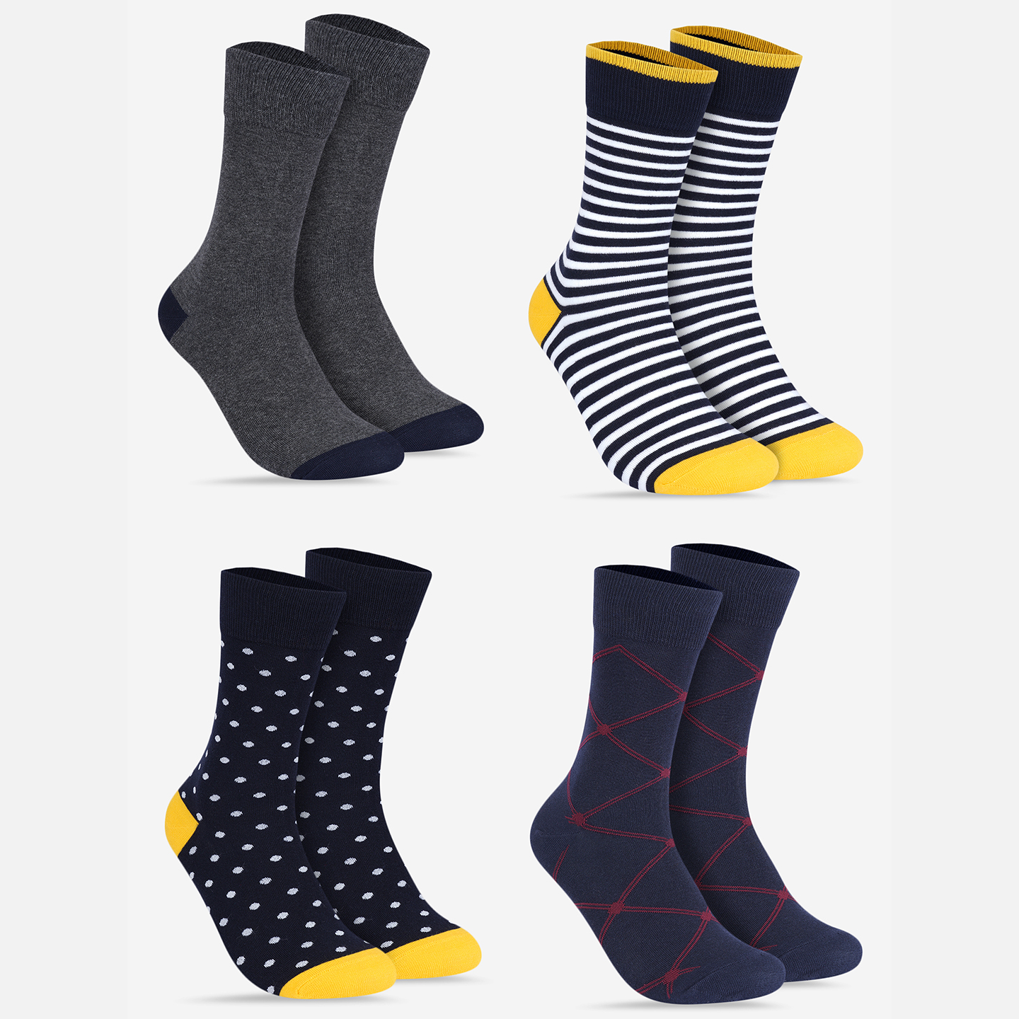 CREW LENGTH SOCKS - PACK OF 4 PAIRS - COMBO 14