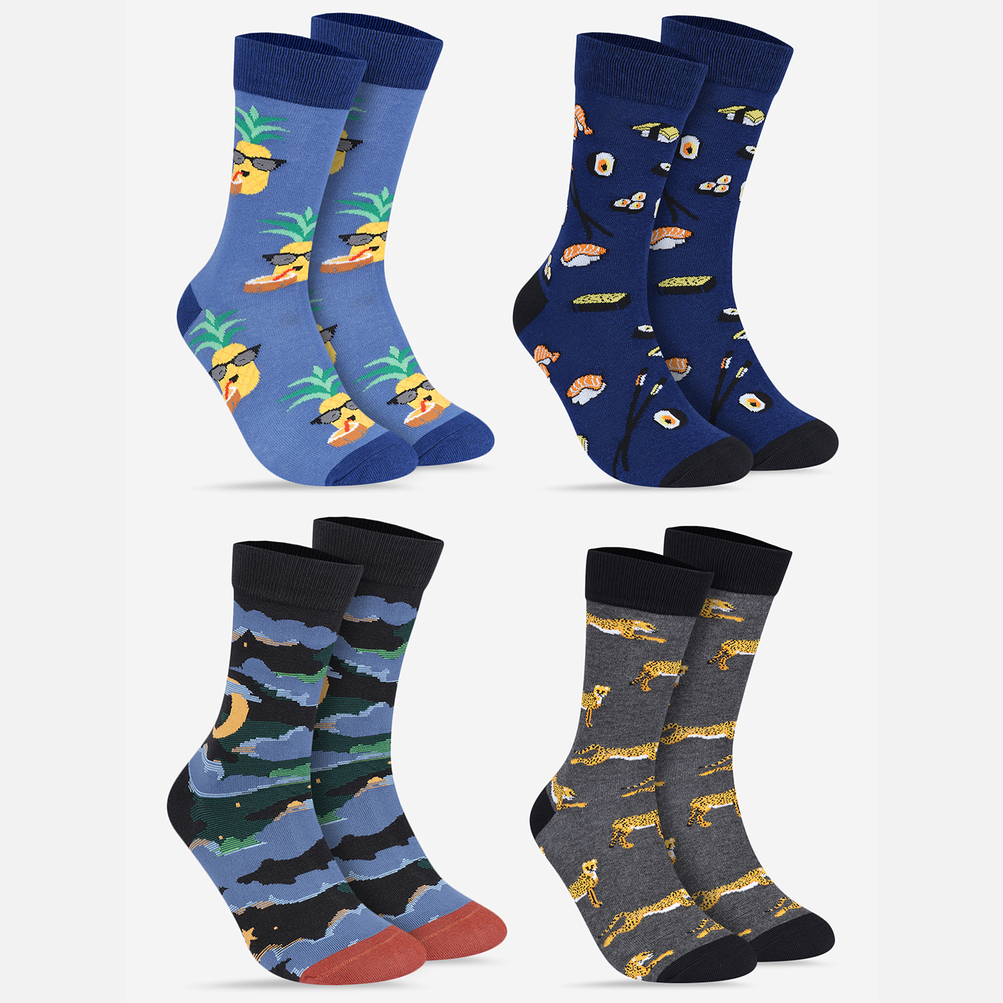 CREW LENGTH SOCKS - PACK OF 4 PAIRS - COMBO 1