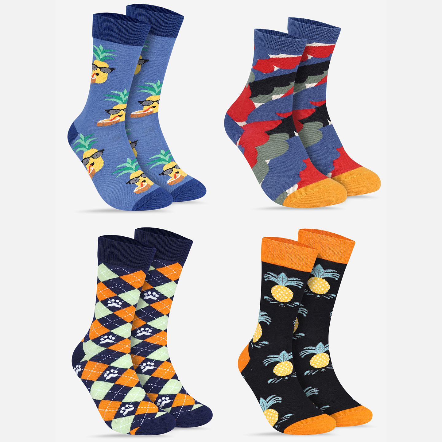 CREW LENGTH SOCKS - PACK OF 4 PAIRS - COMBO 5