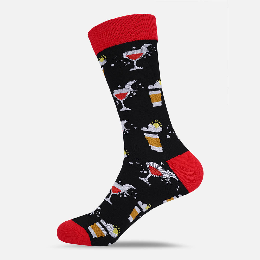 BLACK & RED COCKTAILS CREW LENGTH SOCKS