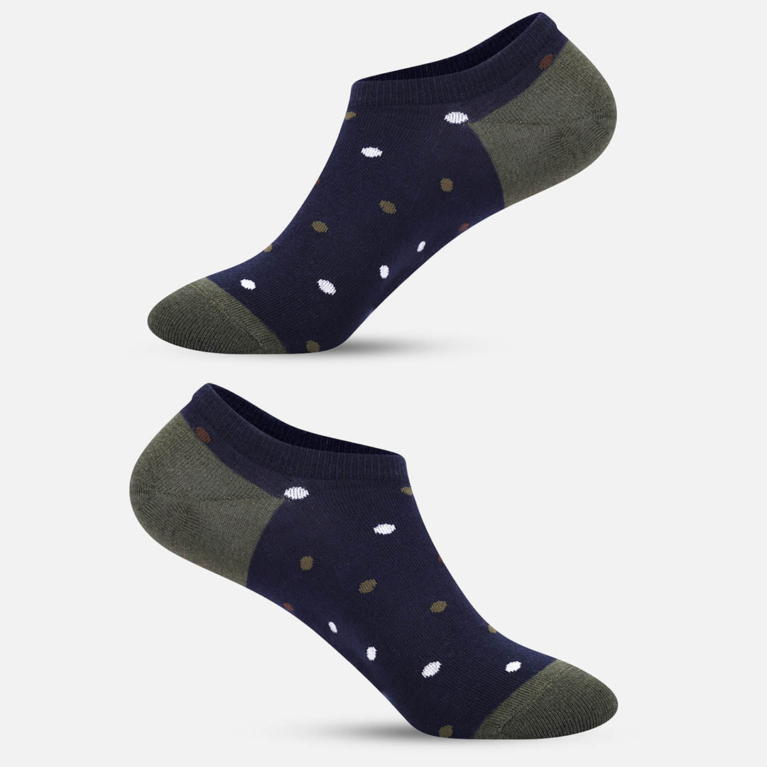 OLIVE BLUE POLKA LOAFER SOCKS