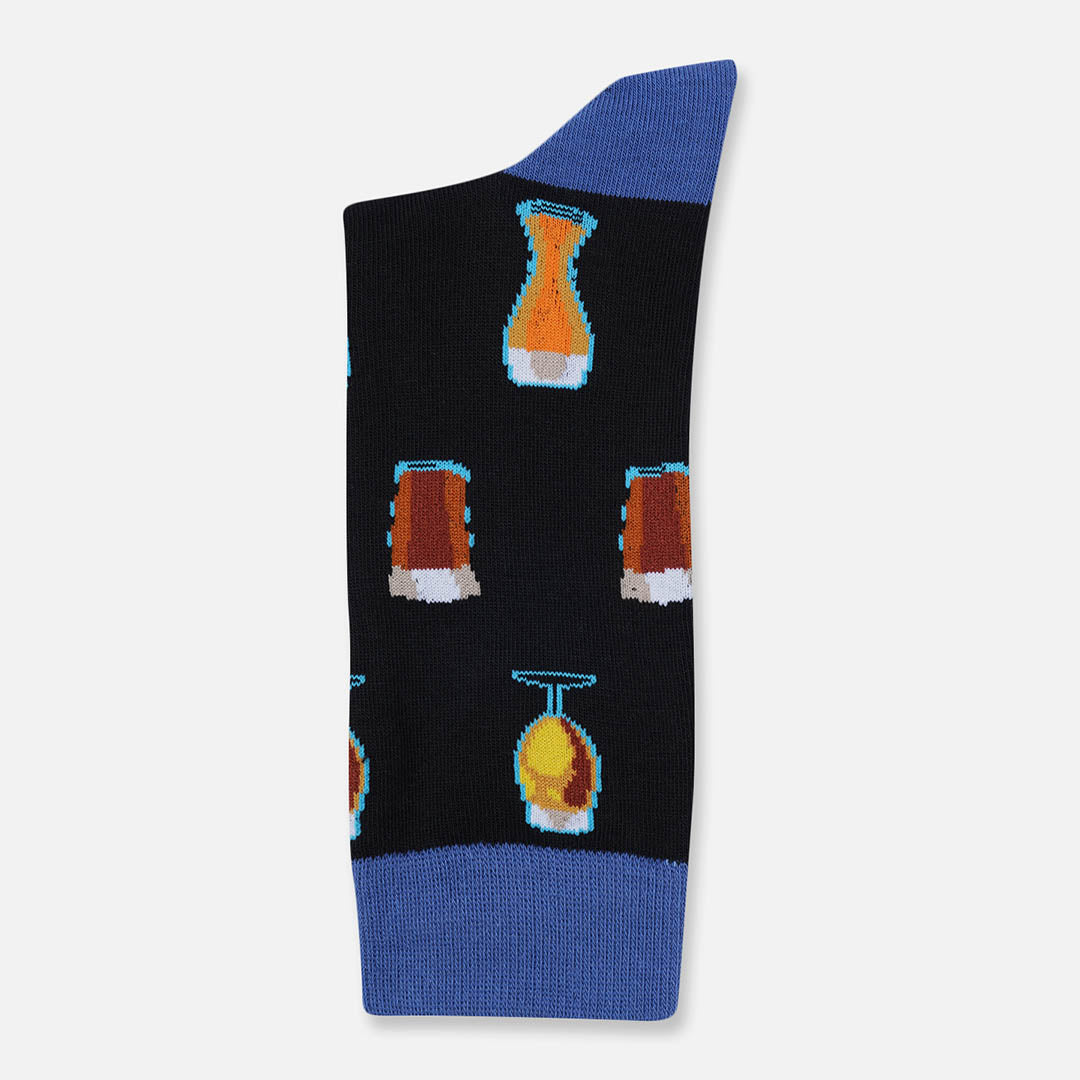 Blue Cocktail Crew Length Socks