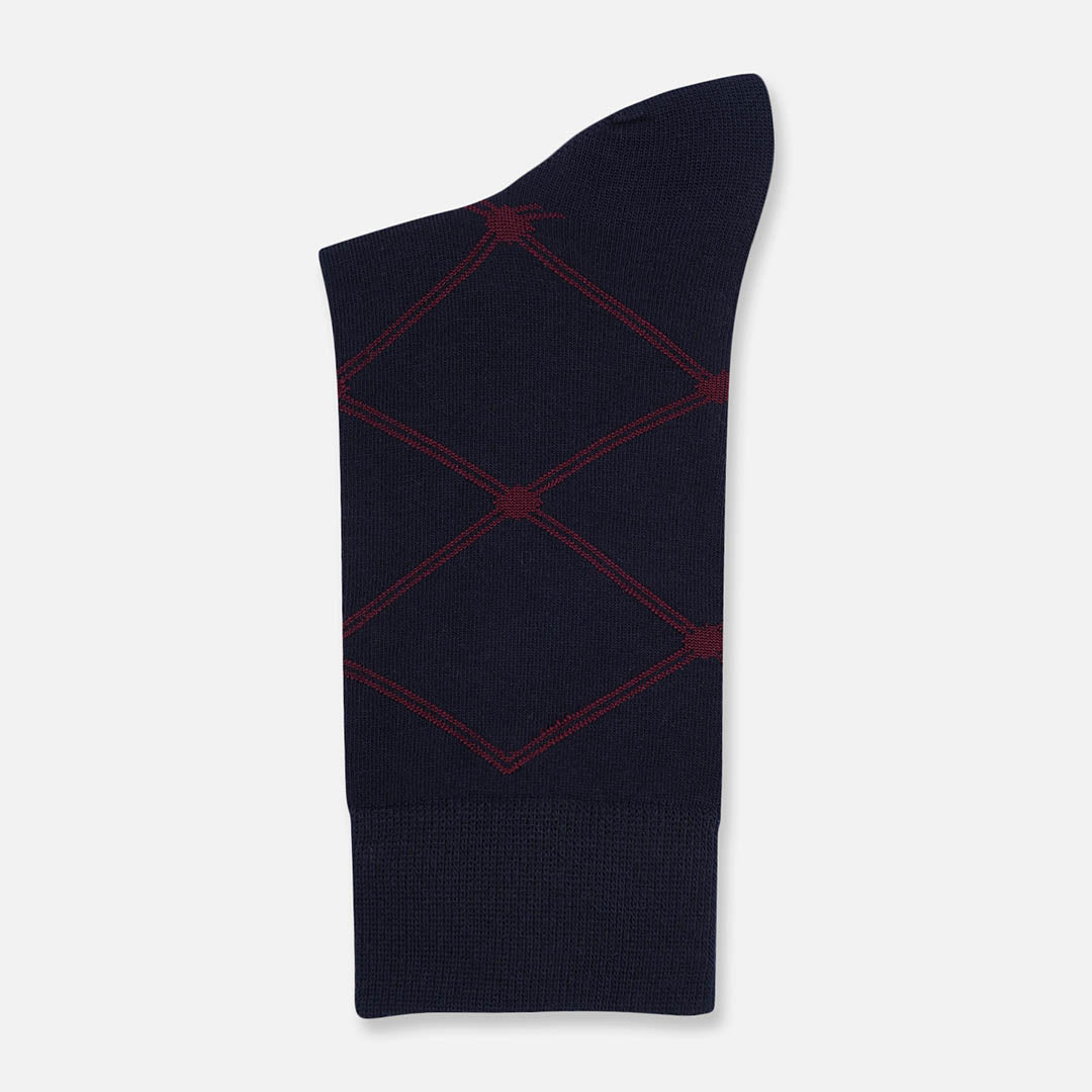 CHECKERED NAVY CREW LENGTH SOCKS