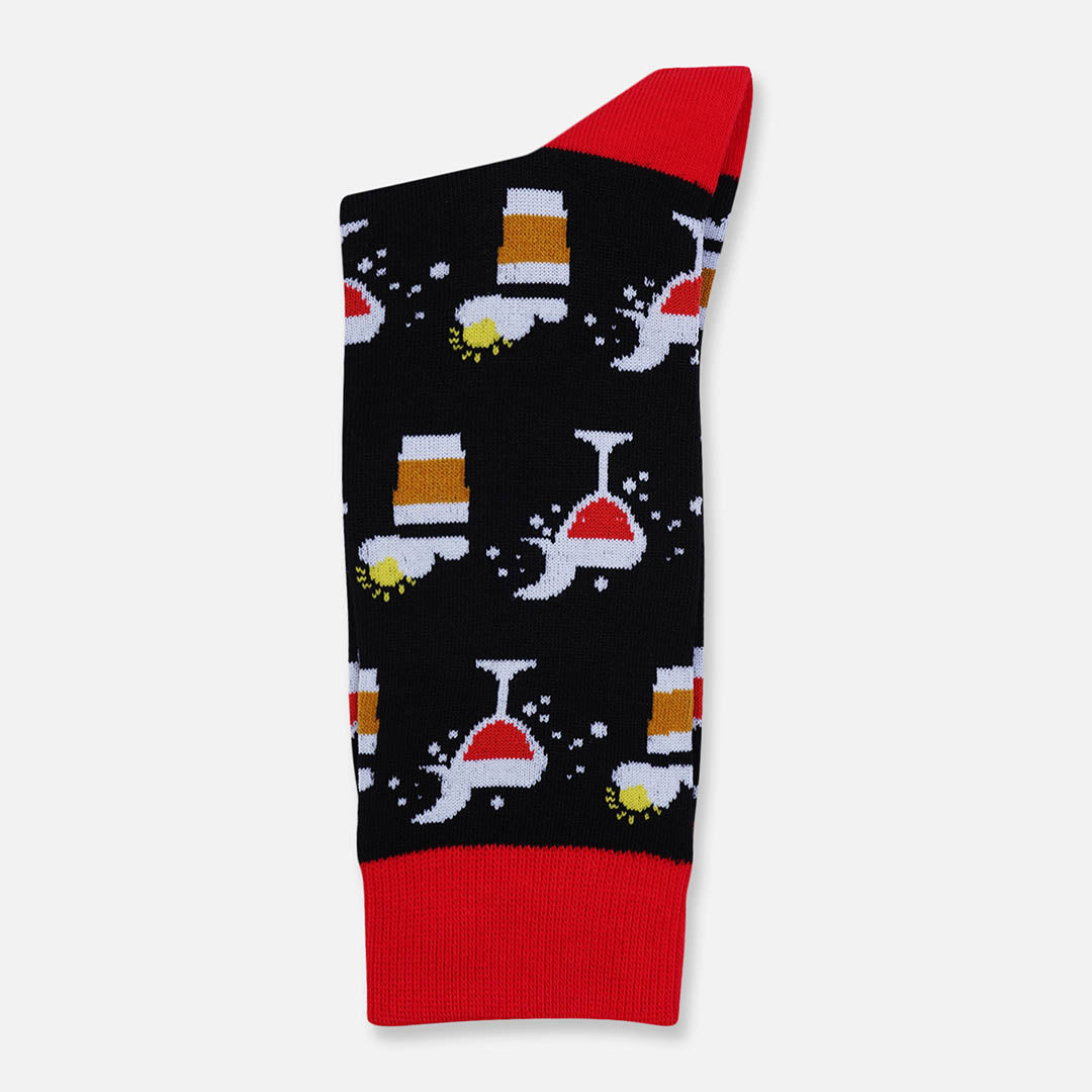Red Cocktail Crew Length Socks