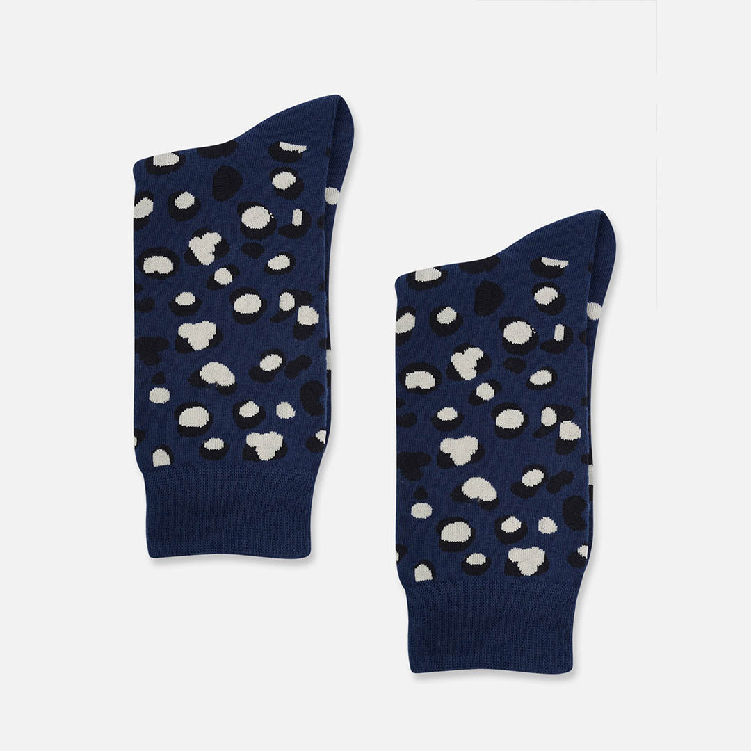 BLUE COW PRINT CREW LENGTH SOCKS