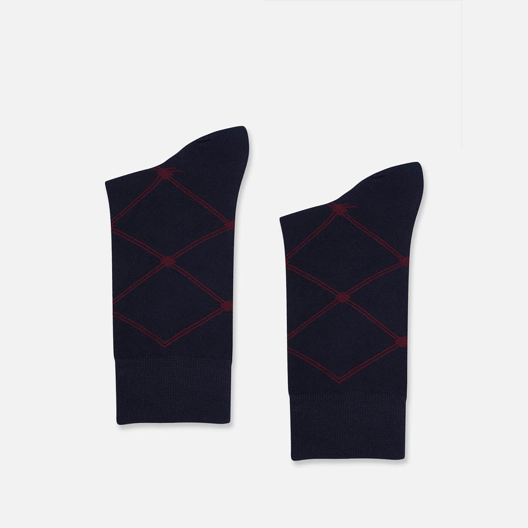 CHECKERED NAVY CREW LENGTH SOCKS