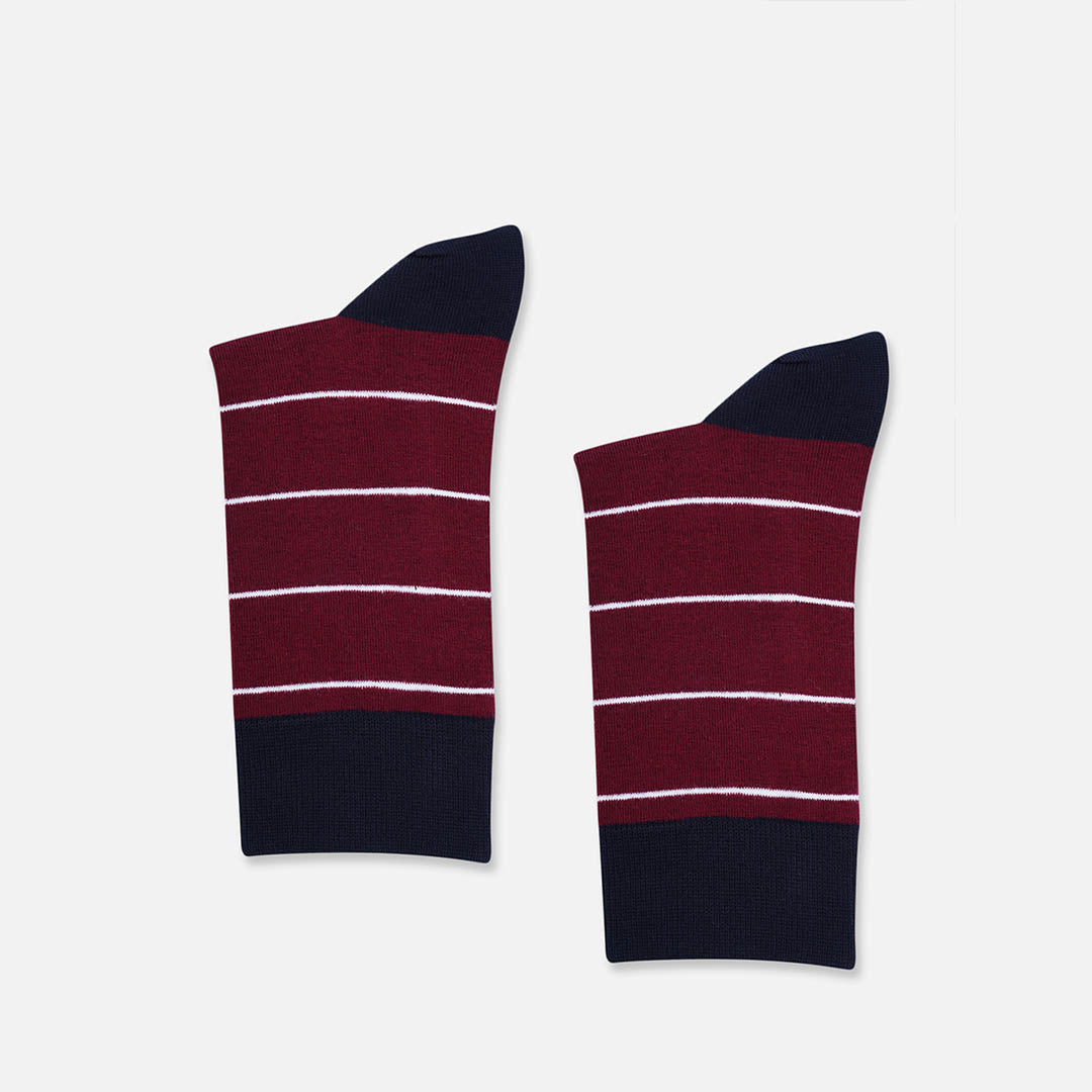 Maroon Stripes Crew Length Socks