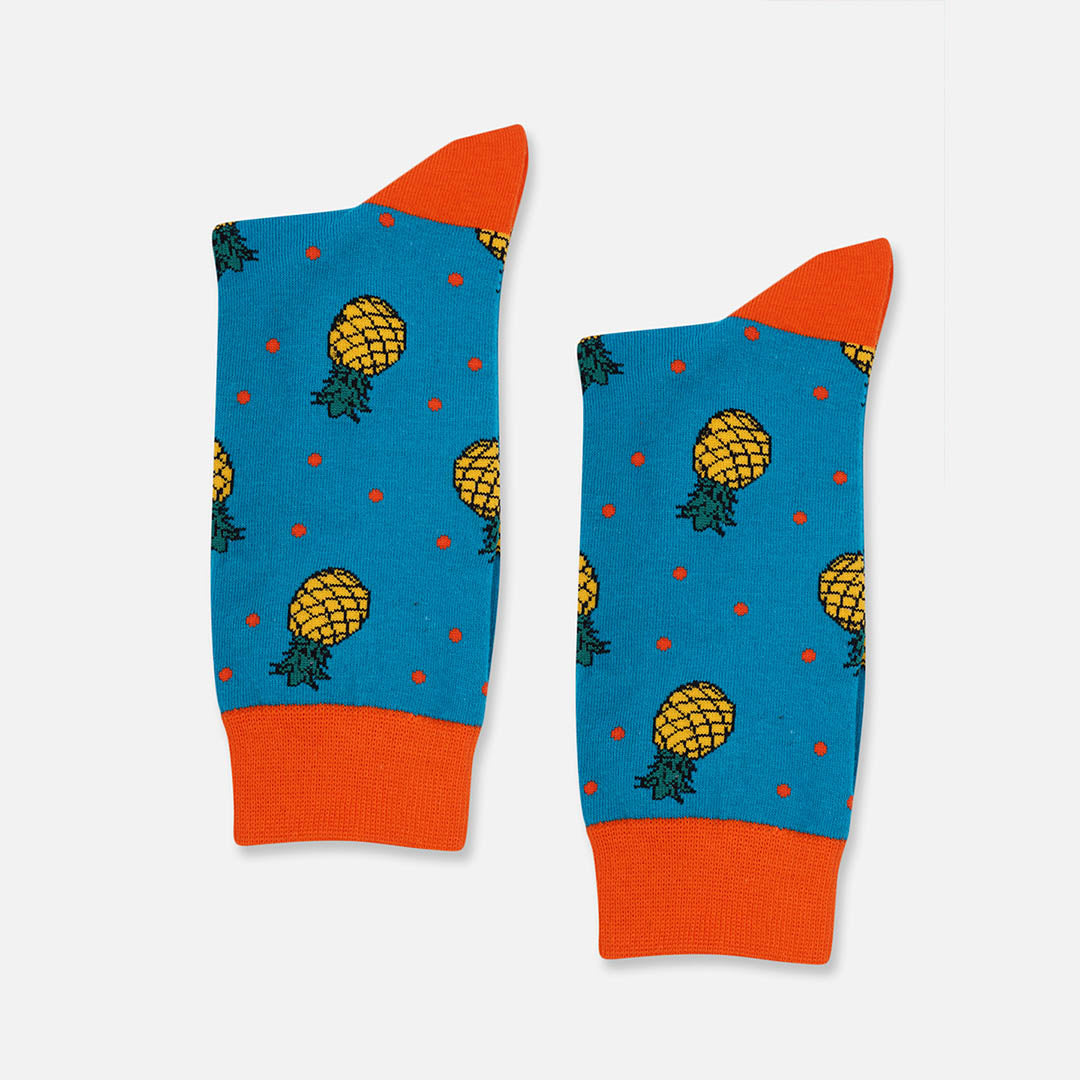 BLUE PINEAPPLE CREW LENGTH SOCKS