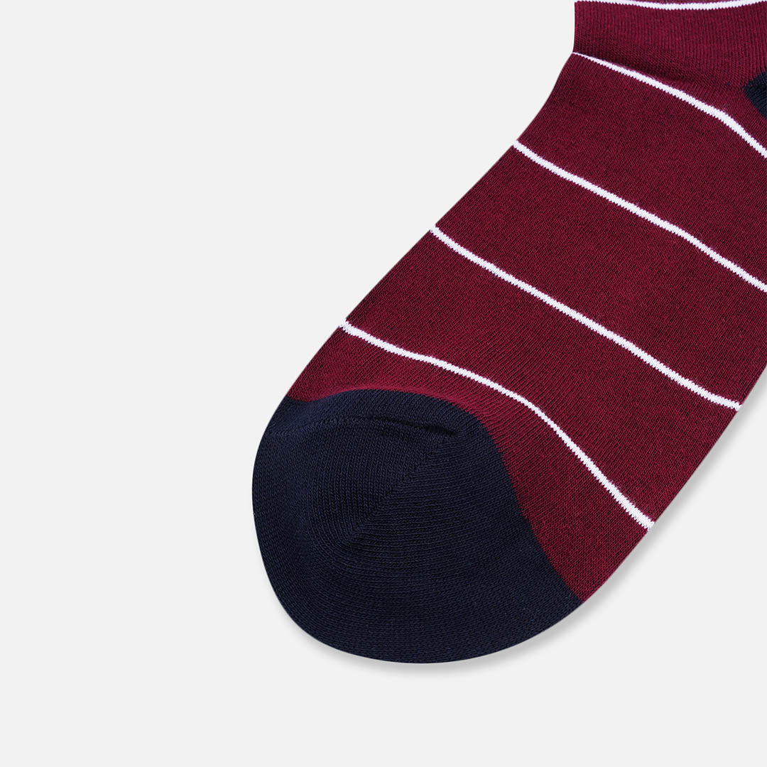 Maroon Stripes Crew Length Socks