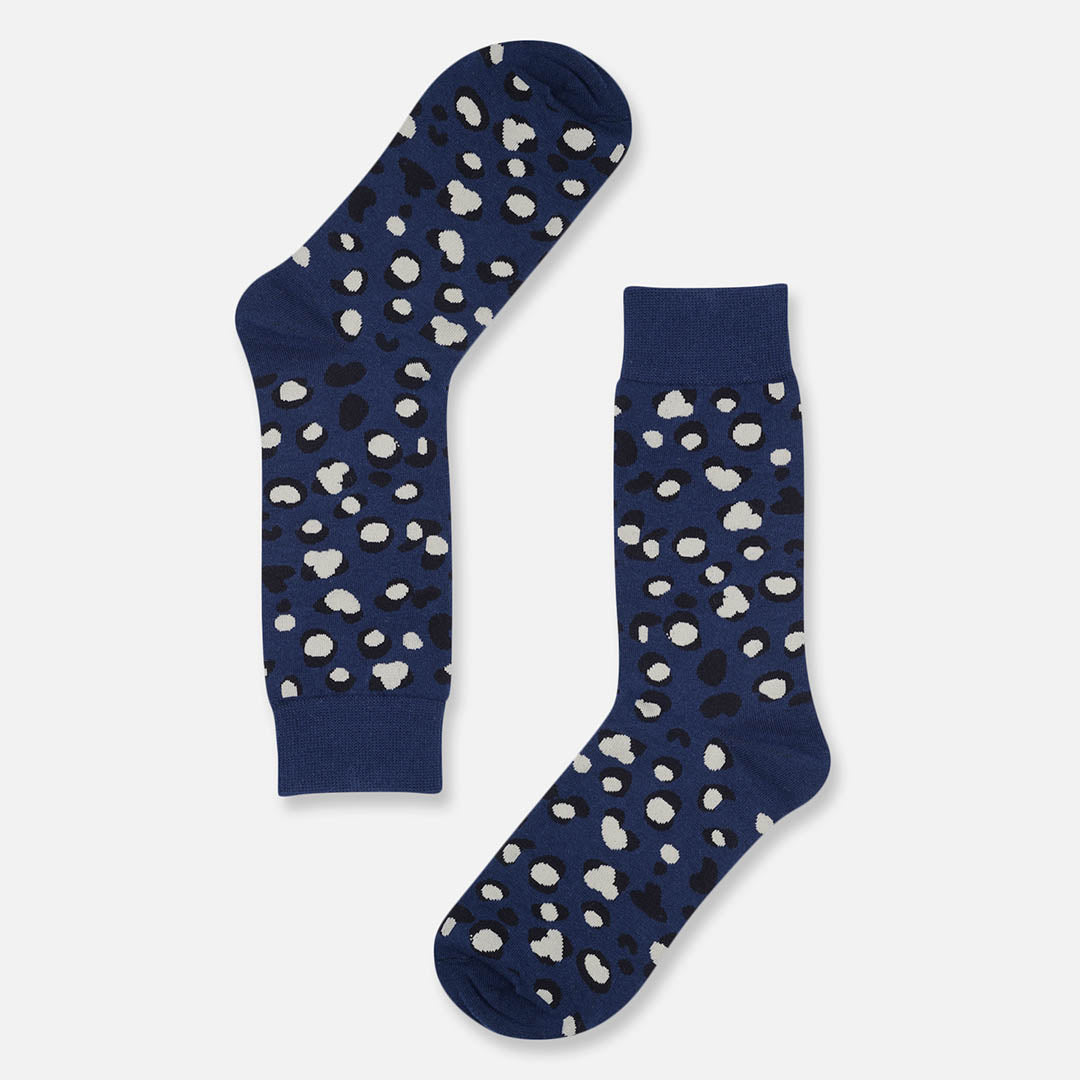 BLUE COW PRINT CREW LENGTH SOCKS